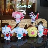 Sanrio Plush Keychain Kawaii Hello Kitty Kuromi My Melody Cinnamoroll Pendant (10cm)