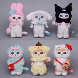 Shark Cat Series Sanrio Kuromi Hello Kitty My Melody Cinnamoroll Cat Plush Toys Bag Decoration Pendant Keychain