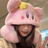 Kirby Kawaii Pink Hooded Travel Pillow
