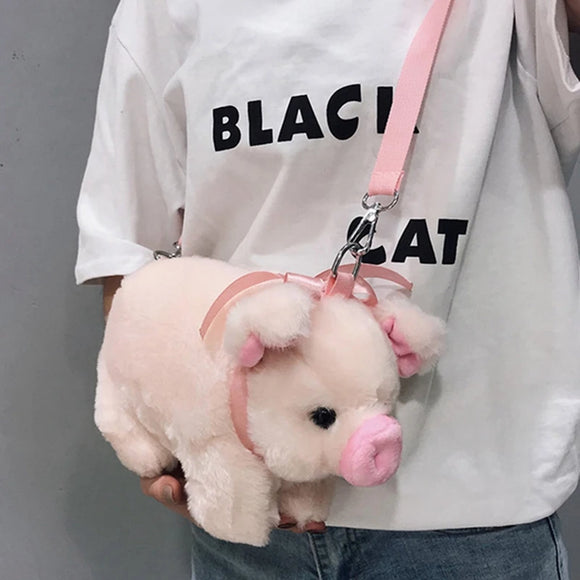 Pink Pig Plush Crossbody Bag