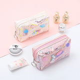 Pencil Case Laser Pen Box Big Makeup Bag For Girls Gift Toiletry Cosmetic Case