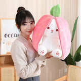 Fruit Bunny Plush Toy Cute Carrot Strawberry Turn Into Rabbit Plushie Toy