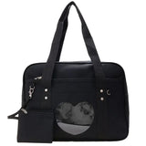 Heart PU Leather Laptop Bag Pastel Handbag Top Handle Japanese Style School Bag