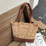 Sanrio PomPomPurin Brown Corduroy Embroidered Shoulder Tote Bag (35cm x 26cm)