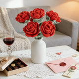 Crochet Flower Knitted Single Red Rose Handmade