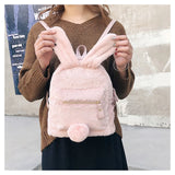 Faux Fur Mini Rabbit Ear Backpack - LoveJojo