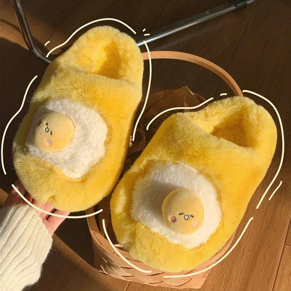 Sanrio Gudetama Cute Soft Fluffy Home Slippers Warm Plush Shoes - LoveJojo