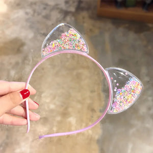 Glitter Sequins Cat Ear and Bow Headbands Multicoloured - LoveJojo