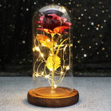 Beauty & The Beast Eternal Red Rose In Glass Dome with LED Lights