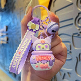 Sanrio Kuromi My Melody Cinnamoroll PomPomPurin Keychain Bag Pendant With Bell & Wrist Strap