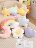 Pastel Rainbow Cloud Plush Moon Multicoloured Stripey Candy Star Moon Plush