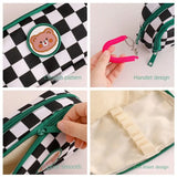 Kawaii Checkerboard Pencil Case Large Capacity