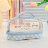 Kawaii Double Layer Pencil Case Large Transparent Stationery