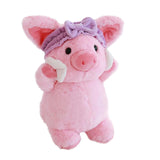 Pink Pig Plush Selfcare Facial Skincare With Purple Headband - LoveJojo