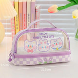 Kawaii Double Layer Pencil Case Large Transparent Stationery