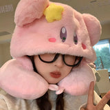 Kirby Kawaii Pink Hooded Travel Pillow