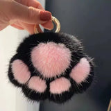 Cat Paw Fur Pom Pom Pendant Keychain