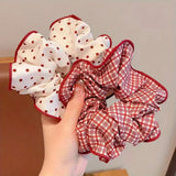 Red Cute Dot Plaid Scrunchies Hair Bands