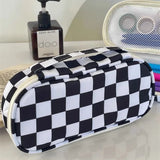 Kawaii Checkerboard Pencil Case Large Capacity - LoveJojo