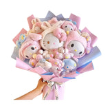 Led Light Hello Kitty Bouquet My Melody Cinnamoroll Kuromi Kawaii Plush Toys Stuffed Flower Bunch For Girl Valentines Day Gift