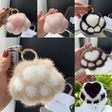 Cat Paw Fur Pom Pom Pendant Keychain