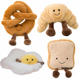 Pretzel Croissant Smiley Face Poached Egg Baguette Bread Plush Toy - LoveJojo