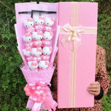 Sanrio Hello Kitty Plush Stuffed Doll Bouquet Cute Flower Gift Box Rose Flower Cartoon Bouquet Valentine Day Birthday Gift