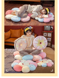 Smiley Sunflower Flower Plush Donut Pet Cushion Mat Pillow Pastel