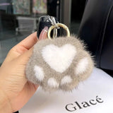 Cat Paw Fur Pom Pom Pendant Keychain