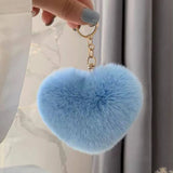 Plush Heart Keychain Love Keyring Fuzzy Love Ball Pendant Pom Pom