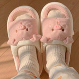 Pink Soft Cute Piggy Pattern Design Comfortable Home Slippers Slides Pig