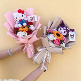 Sanrio Kawaii Hello Kitty Kuromi Hangyodon Handmade Plush Bouquet