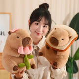 Kawaii Snack Attack: Hamburger Capybara Dog Pig Capibaras Pizza Bubble Tea Cushion Plush