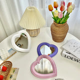 Pink Love Heart-Shaped Cosmetic Mirror Makeup Wall Hanging Mirror