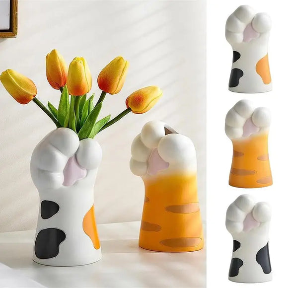 Cat Claw Design Vase Aesthetic Room Decoration Home Flower Pot Modern Table Decorative Vases Creative Bookshelf Ornaments Cute - LoveJojo