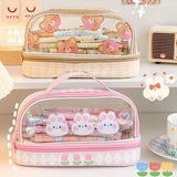 Kawaii Double Layer Pencil Case Large Transparent Stationery