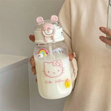 Water Bottle With Straw Cup Kawaii Transparent 500ml Portable