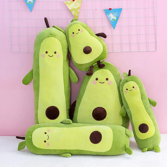 Squishy Avocado Plush Toy Happy Green Fruit Plushie Long Kawaii Pillow Food Themed