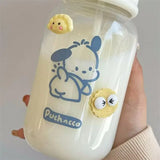 Water Bottle With Straw Cup Kawaii Transparent 500ml Portable