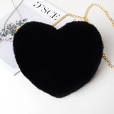 Faux Fur Heart Bag Furry With Gold Chain Handbag Crossbody