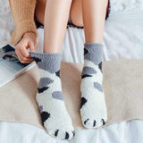 Fluffy Fuzzy Animal Cat Paw Print Socks Warm for Winter and Cold Weather