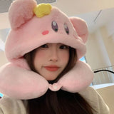 Kirby Kawaii Pink Hooded Travel Pillow