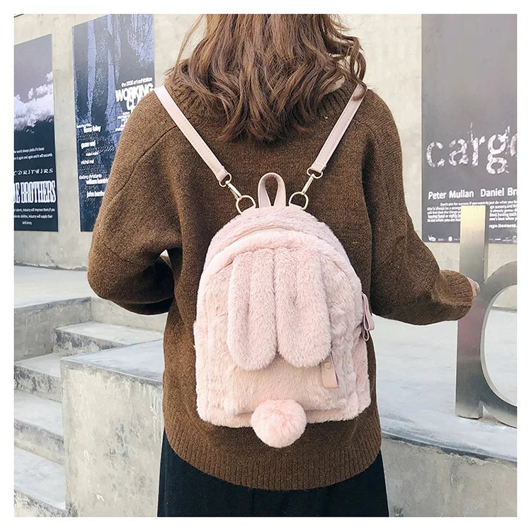 Mini faux fur backpack sales