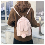 Faux Fur Mini Rabbit Ear Backpack - LoveJojo