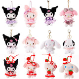 Sanrio Kawaii Plush Keychains Hello Kitty Melody Kuromi Cinnamoroll Pochacco