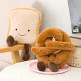 Pretzel Croissant Smiley Face Poached Egg Baguette Bread Plush Toy - LoveJojo