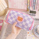 Kawaii Checkerboard Pencil Case Large Capacity