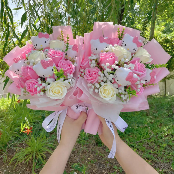 Sanrio Kawaii Hello Kitty Plush Flowers Bouquet Valentine's Day Birthday Graduation Gifts
