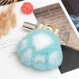 Cat Paw Fur Pom Pom Pendant Keychain