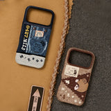 Genuine POP MART Hirono Road Journal Series-Knitted Patchwork iPhone Case for iPhone 17 Pro/ 17 Pro Max